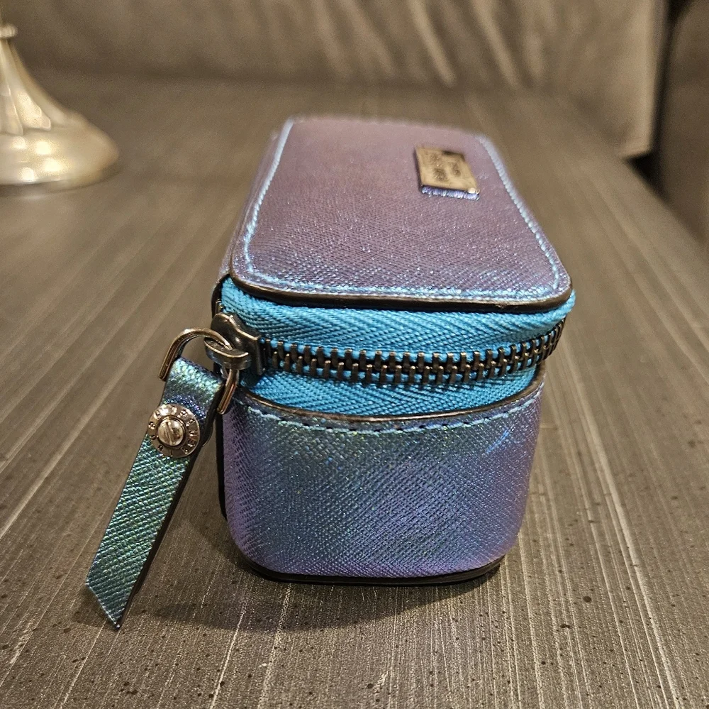 Henri Bendel West 57th Lipstick Case With Mirror Galactic Petrol Leather - Picture 2 of 6